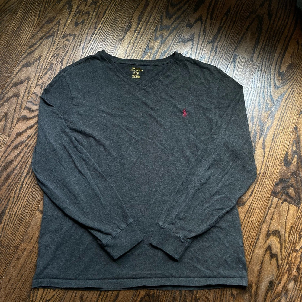 Vintage Men's Polo Ralph Lauren Long Sleeve T-Shirt Size L Gray